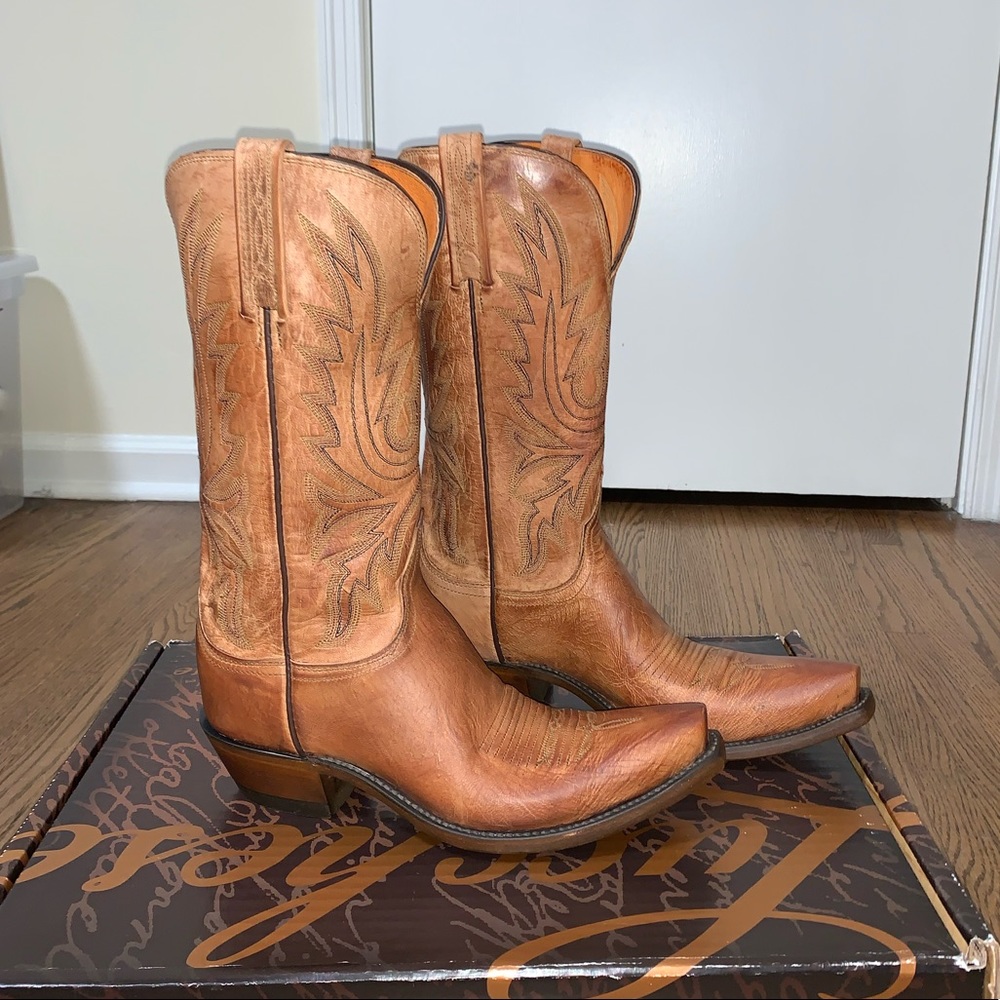 Lucchese “ Savannah” Cowboy Boot - Tan Goat Leather - Size 8 - NWT